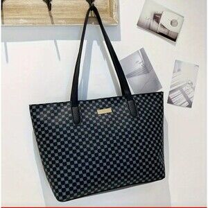 Large fuax leather style black tote